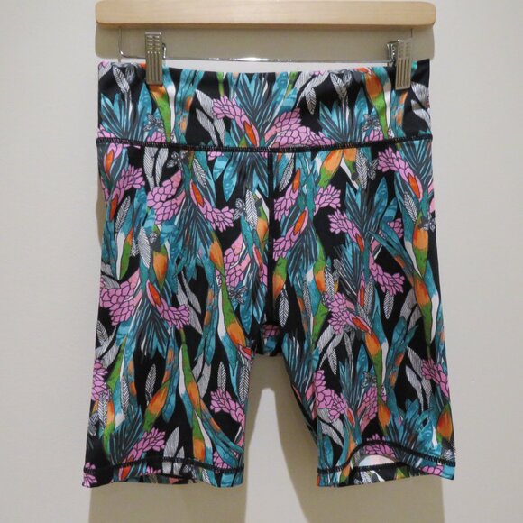 MINKPINK MOVE Tropical Leaf Print Bike Athleisure Gym Shorts Workout - Size M - Picture 2 of 13